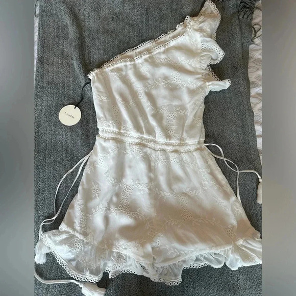Tularosa Davey One Shoulder Romper in White - Picture 5 of 8